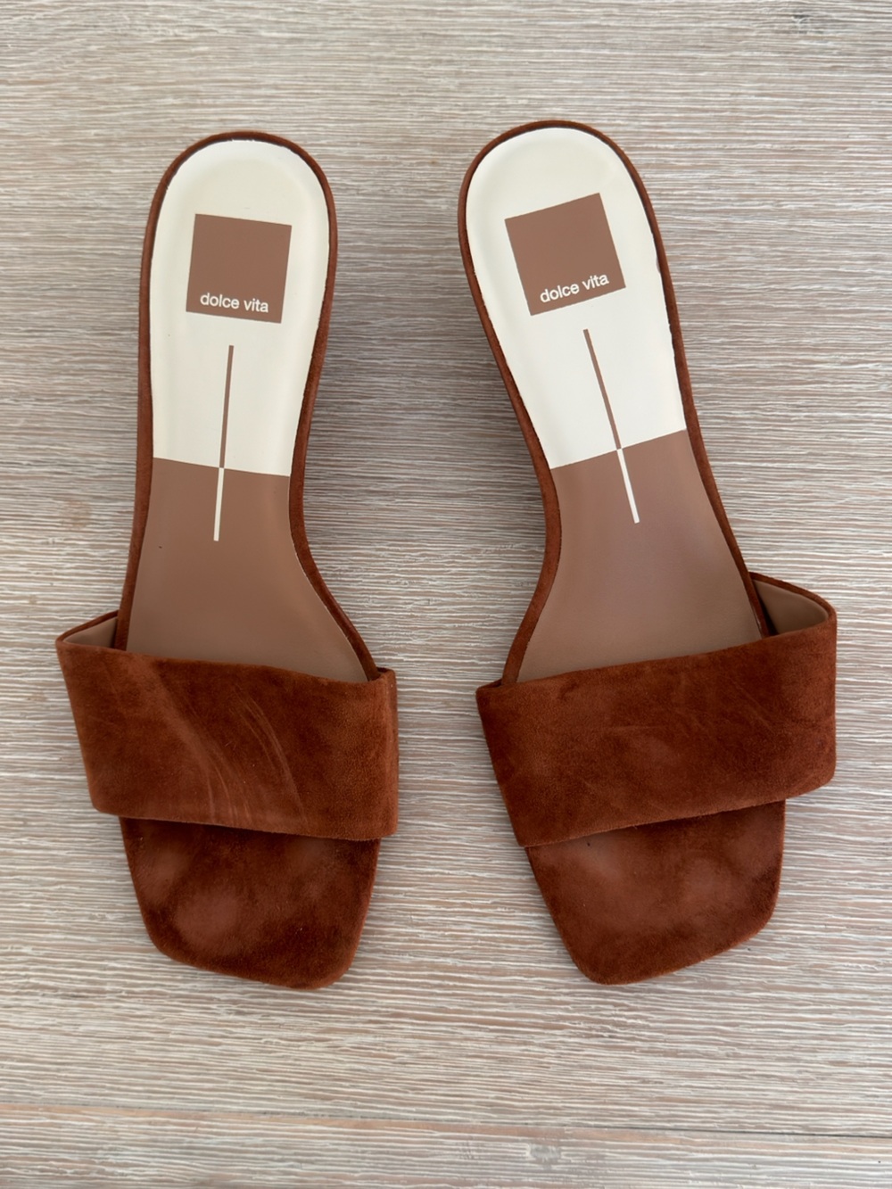 Dolce Vita Brown Suede Square Toe Slide Sandals 9